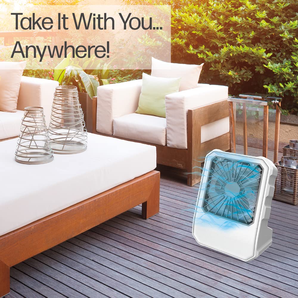 Arctic Air Outdoor Evaporative Cooler, Portable & Ultra-Quiet Air Cooler with 4 Fan Speeds, USB Rechargeable, 6-Hour Battery Life, Great for the Beach, Pool, Deck, Garden & More,White